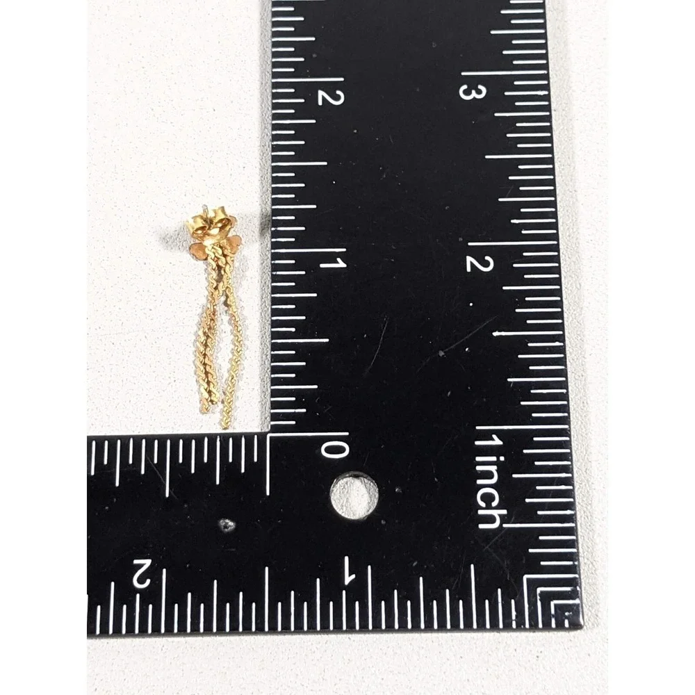 Vintage Gold‎ Tone Clover Shamrock Chain Fringe Dangle Earrings